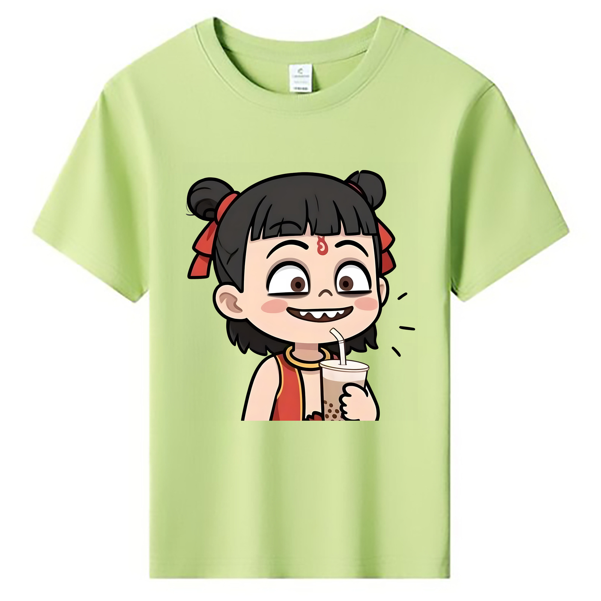 （画像用） Ne Zha 2 ナタ 魔童の大暴れ 綿100％キッズTシャツ（フロントプリント）